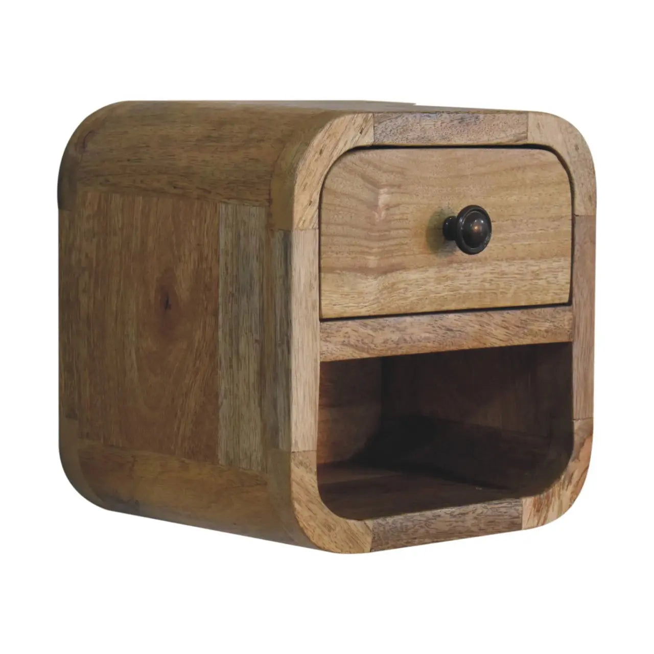 Extra Mini Curved Oak-ish Bedside with Open Slot - Living with Luxury