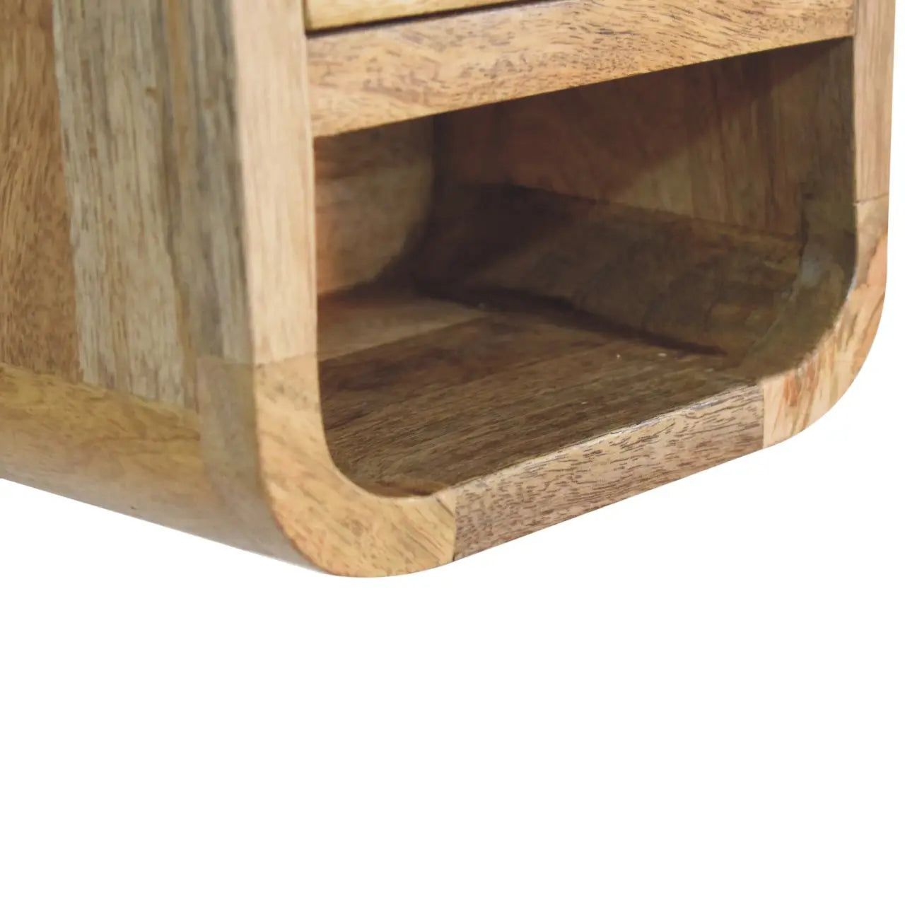 Extra Mini Curved Oak-ish Bedside with Open Slot - Living with Luxury