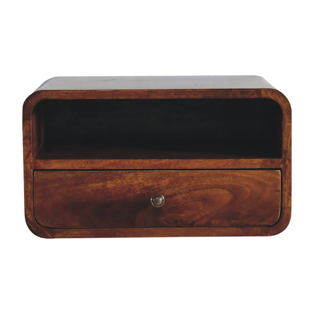 Large Chestnut Curve Upper Slot Floating Bedside - Living with Luxury