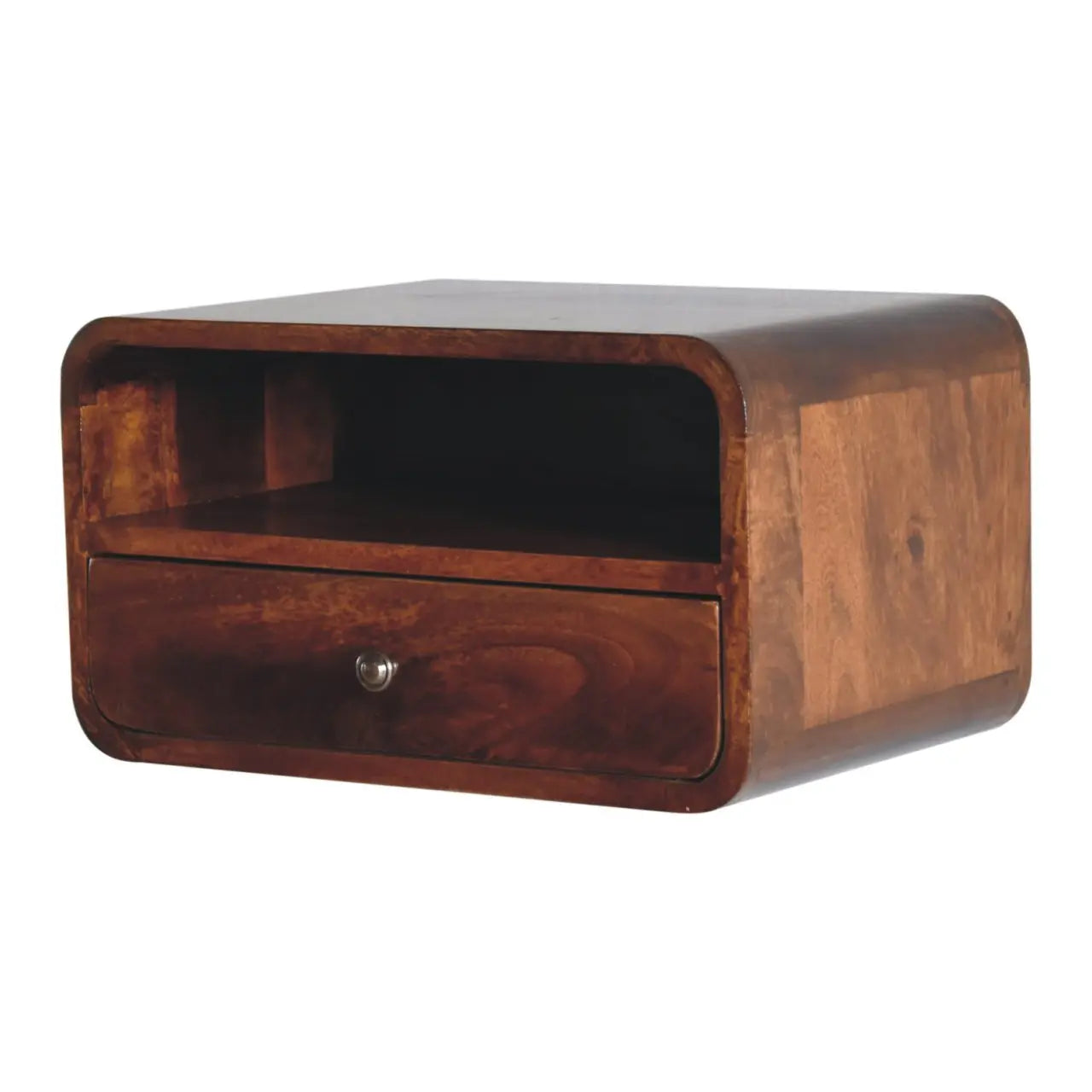 Large Chestnut Curve Upper Slot Floating Bedside - Living with Luxury