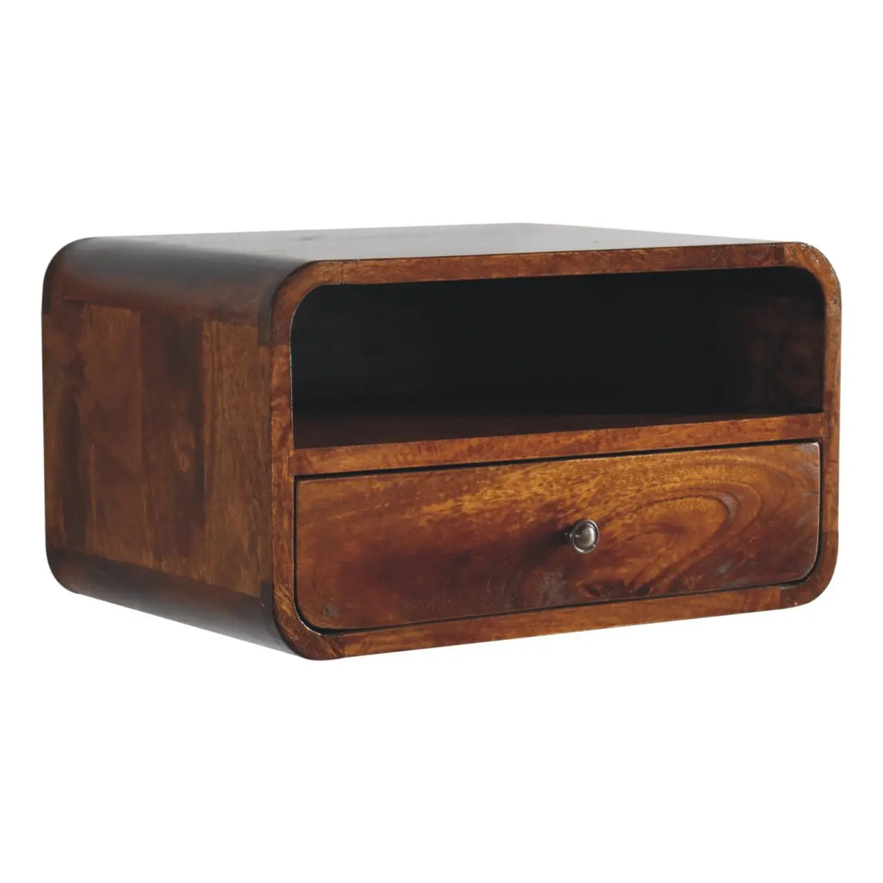 Large Chestnut Curve Upper Slot Floating Bedside - Living with Luxury