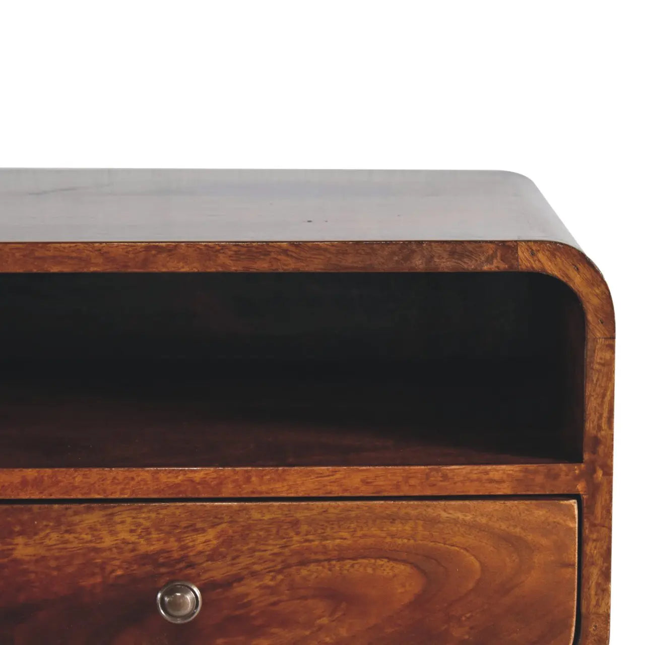 Large Chestnut Curve Upper Slot Floating Bedside - Living with Luxury