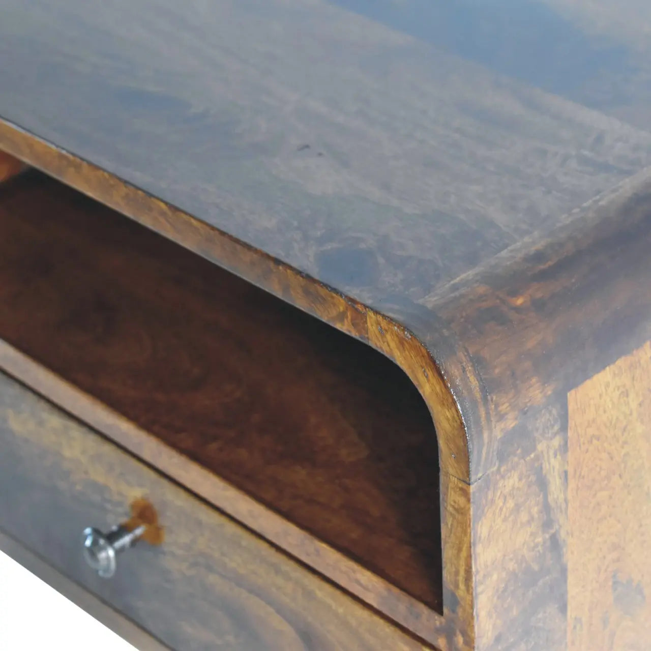 Large Chestnut Curve Upper Slot Floating Bedside - Living with Luxury