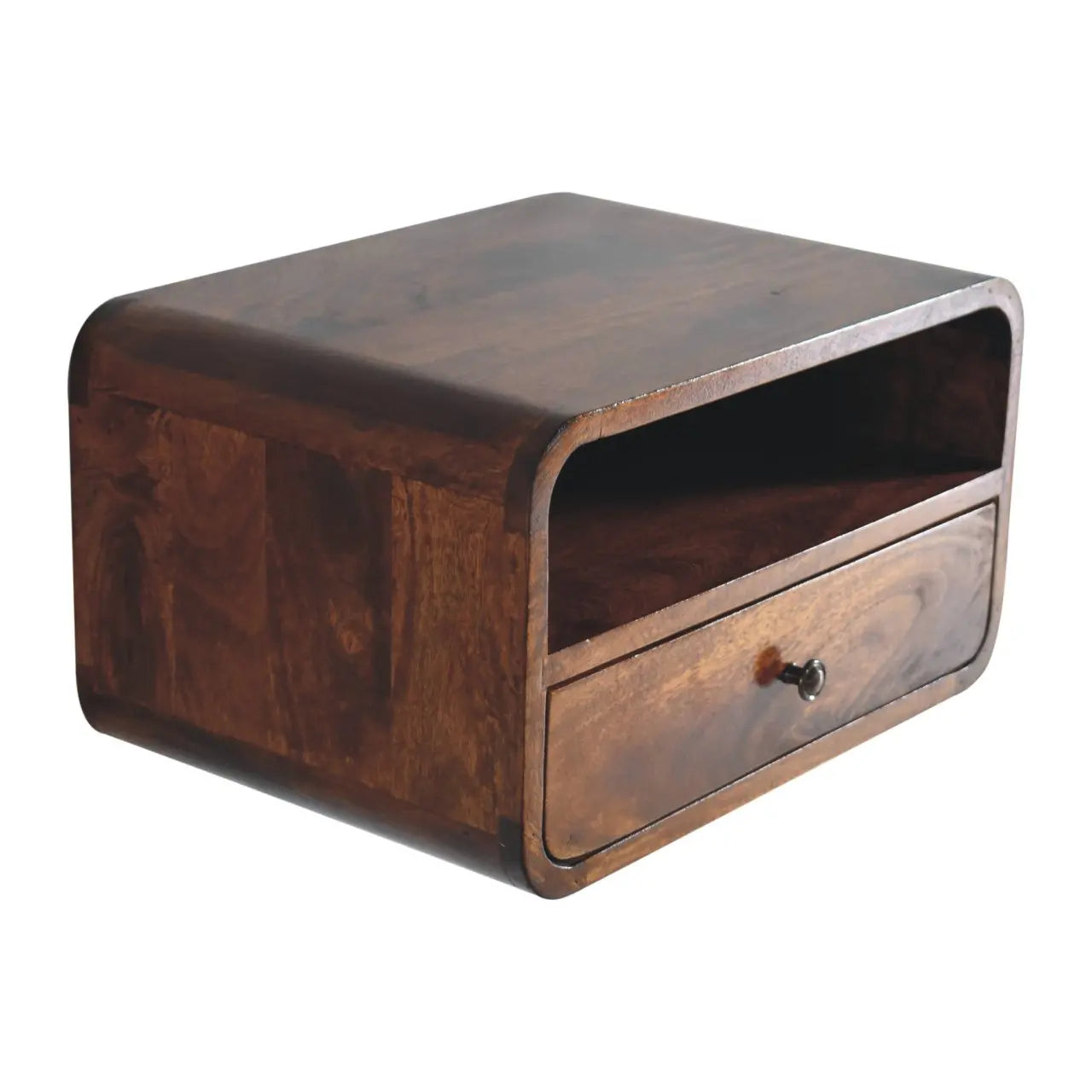 Large Chestnut Curve Upper Slot Floating Bedside - Living with Luxury