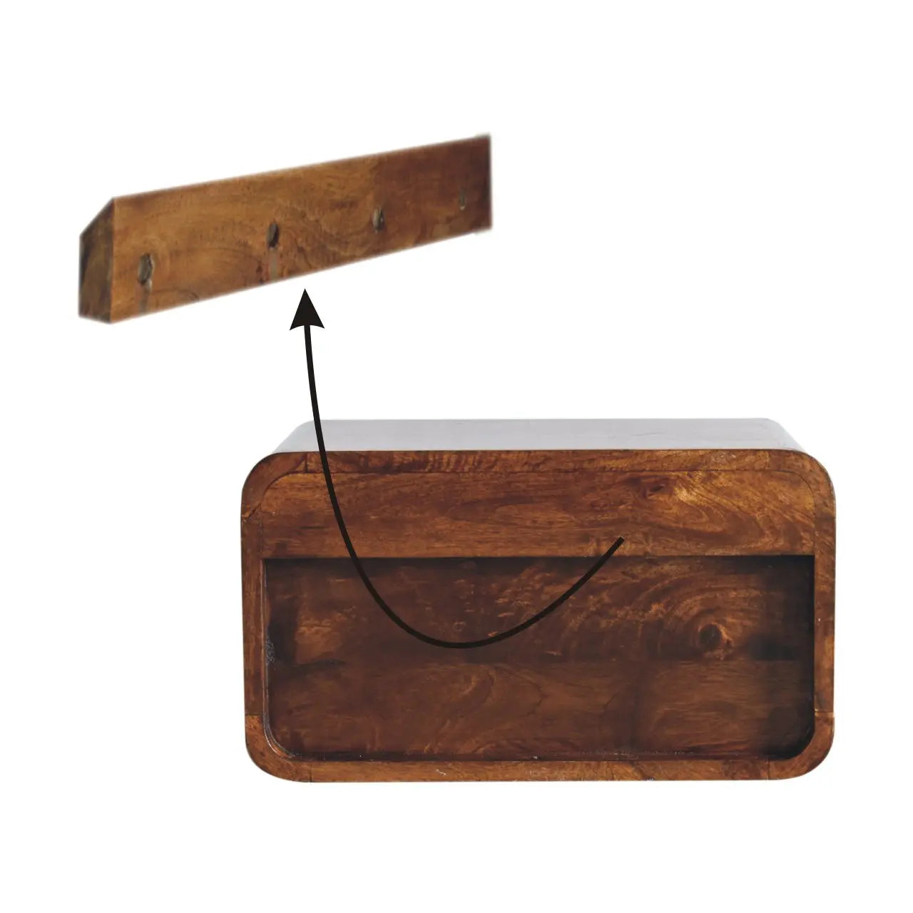 Large Chestnut Curve Upper Slot Floating Bedside - Living with Luxury