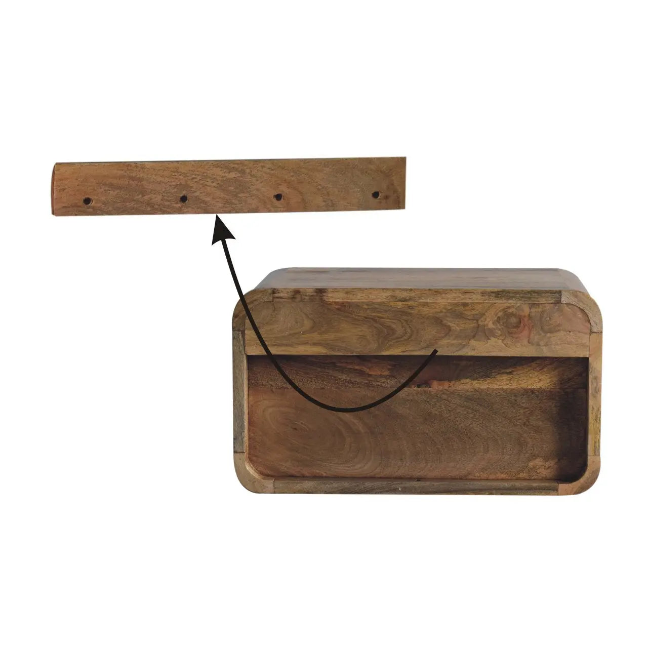 Large Oak-ish Curve Upper Slot Floating Bedside - Living with Luxury