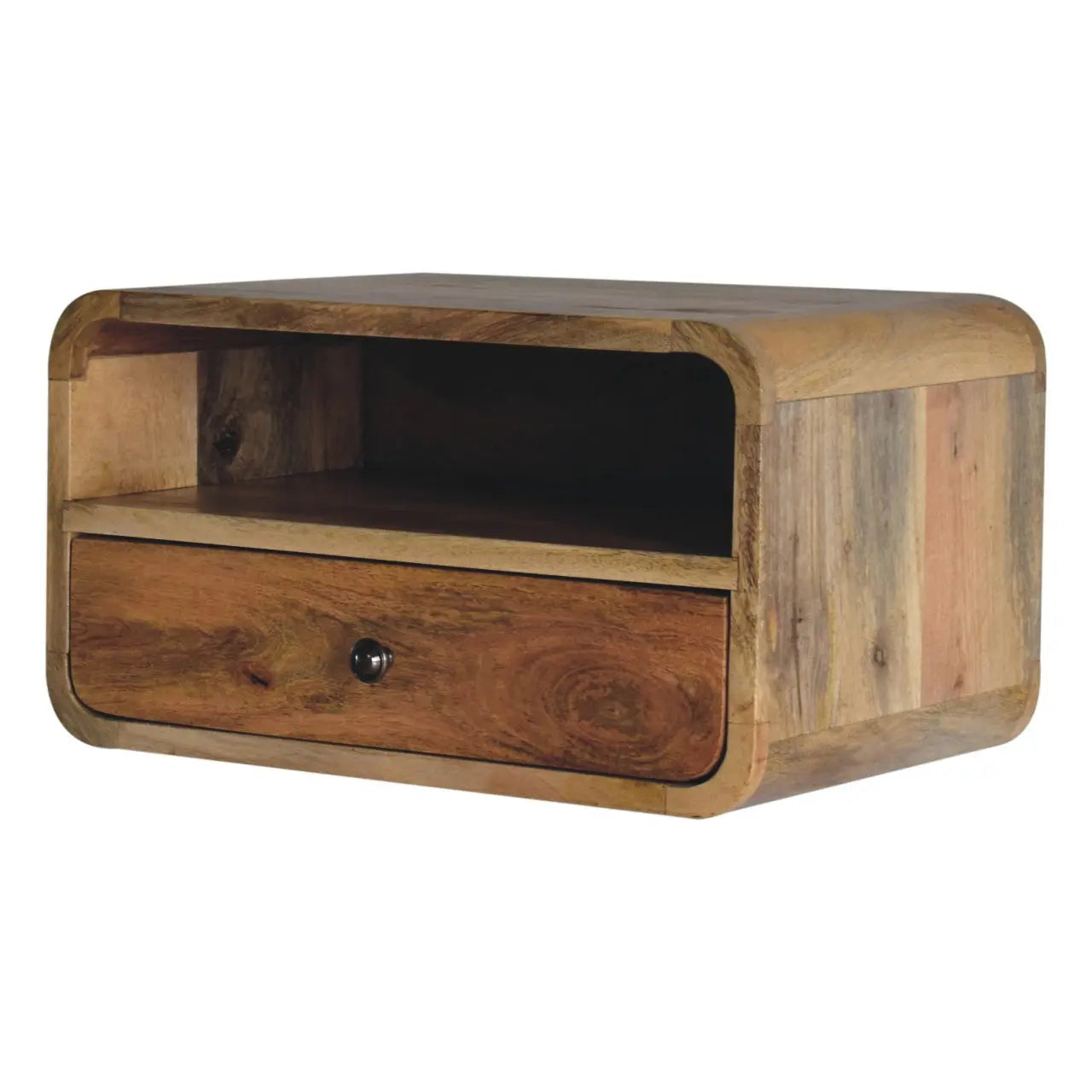 Large Oak-ish Curve Upper Slot Floating Bedside - Living with Luxury