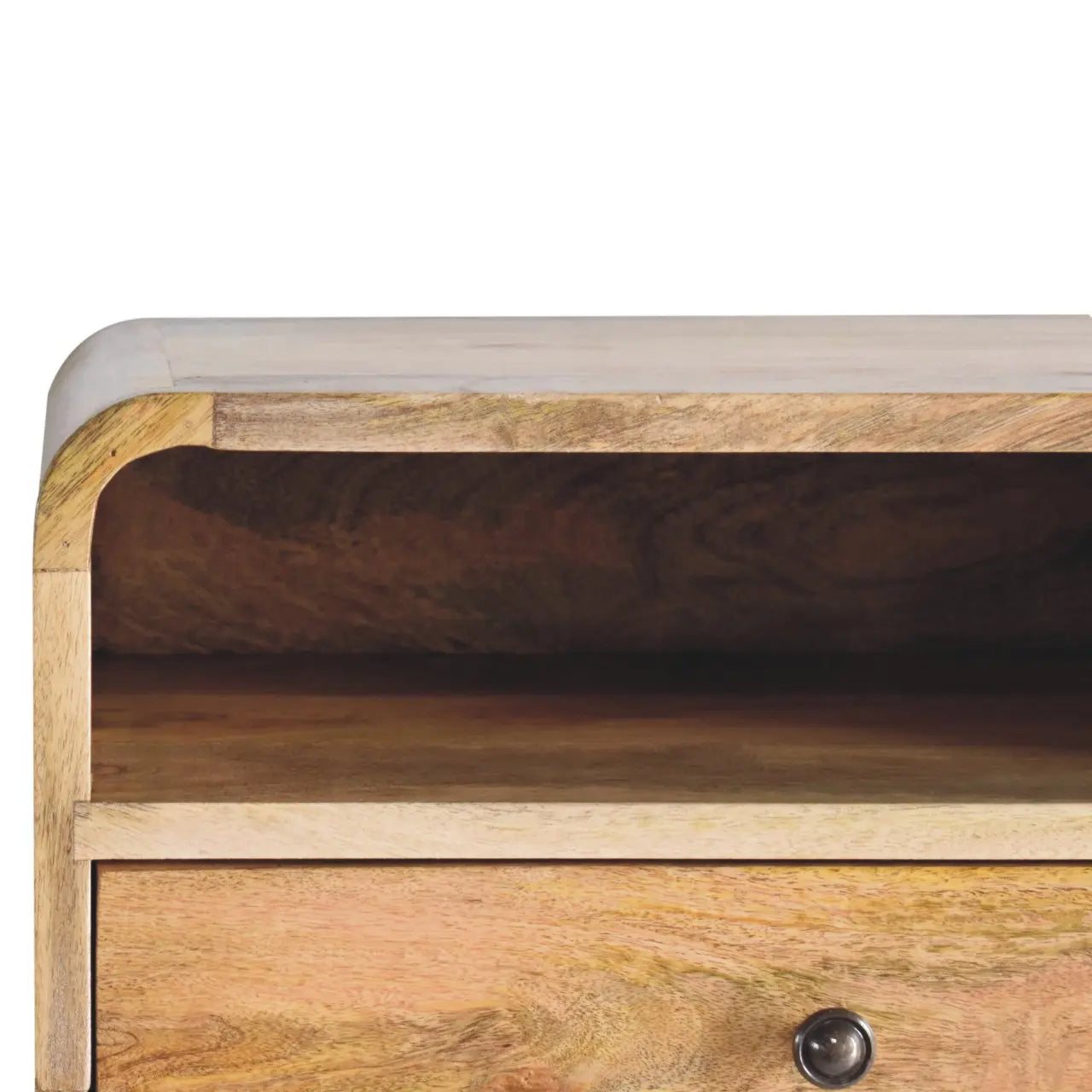 Large Oak-ish Curve Upper Slot Floating Bedside - Living with Luxury