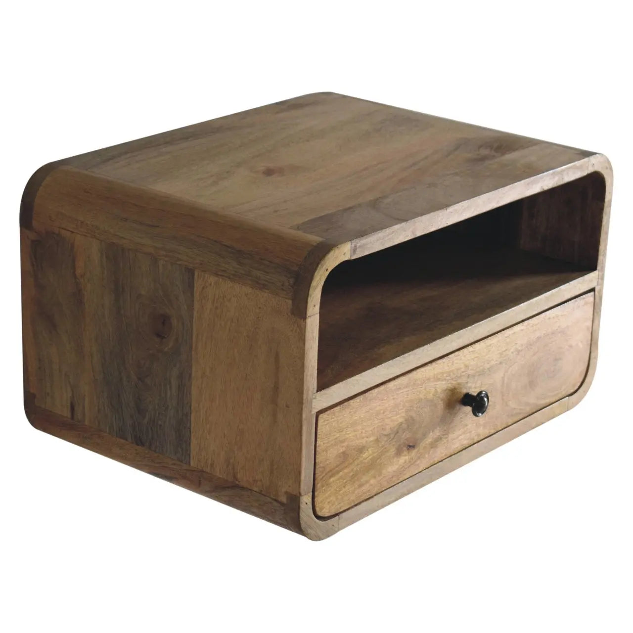 Large Oak-ish Curve Upper Slot Floating Bedside - Living with Luxury