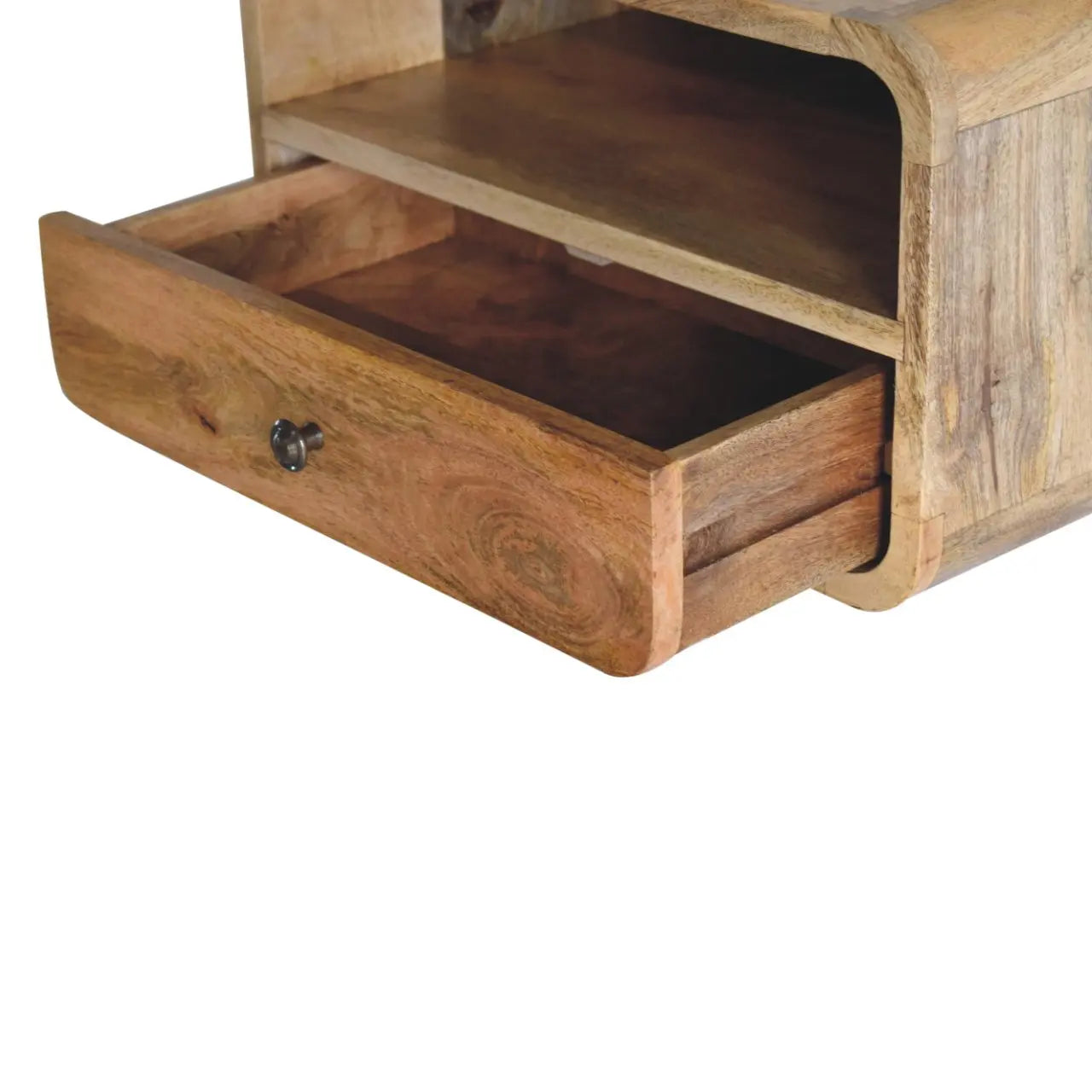 Large Oak-ish Curve Upper Slot Floating Bedside - Living with Luxury