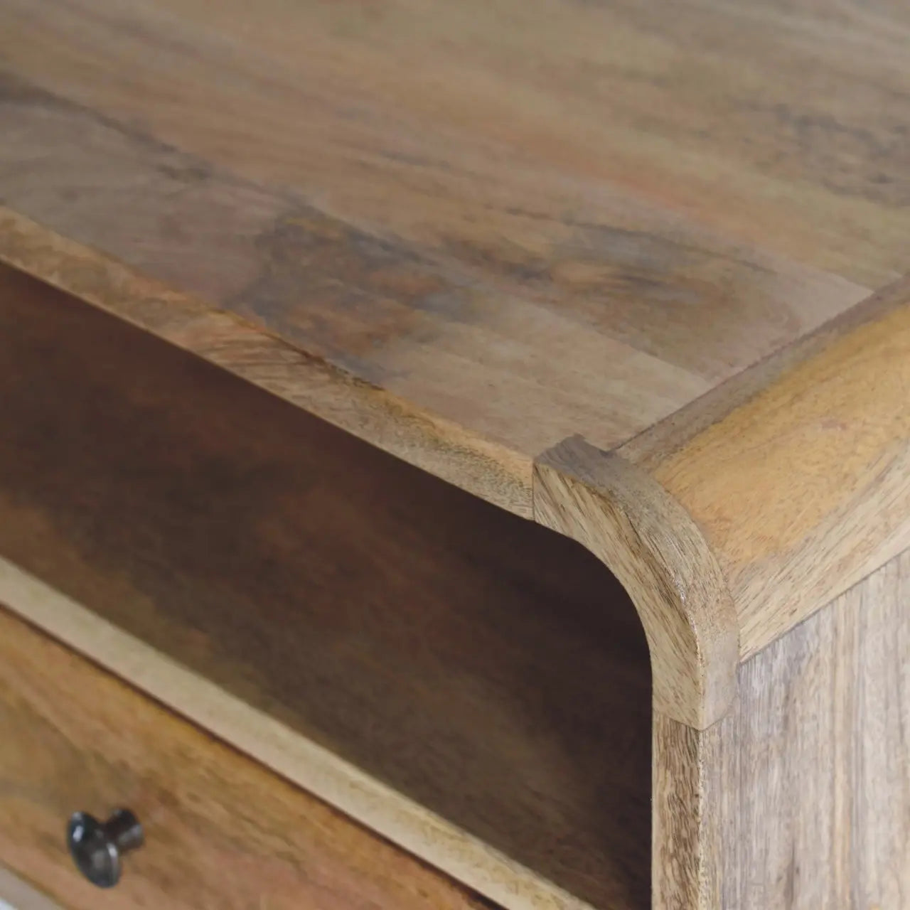 Large Oak-ish Curve Upper Slot Floating Bedside - Living with Luxury