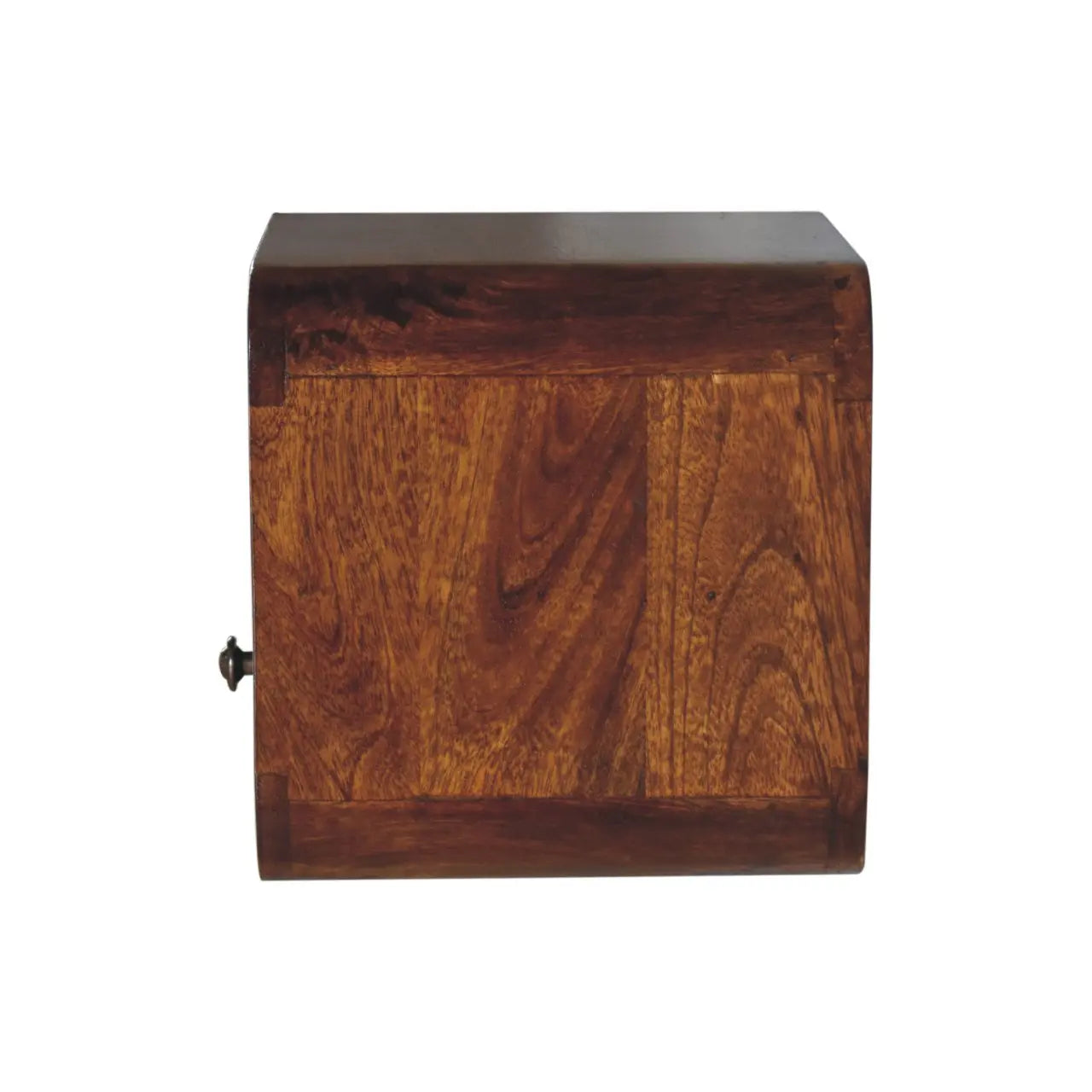 Extra Mini Wall Mounted Curved Chestnut Bedside with Open Slot - Living with Luxury
