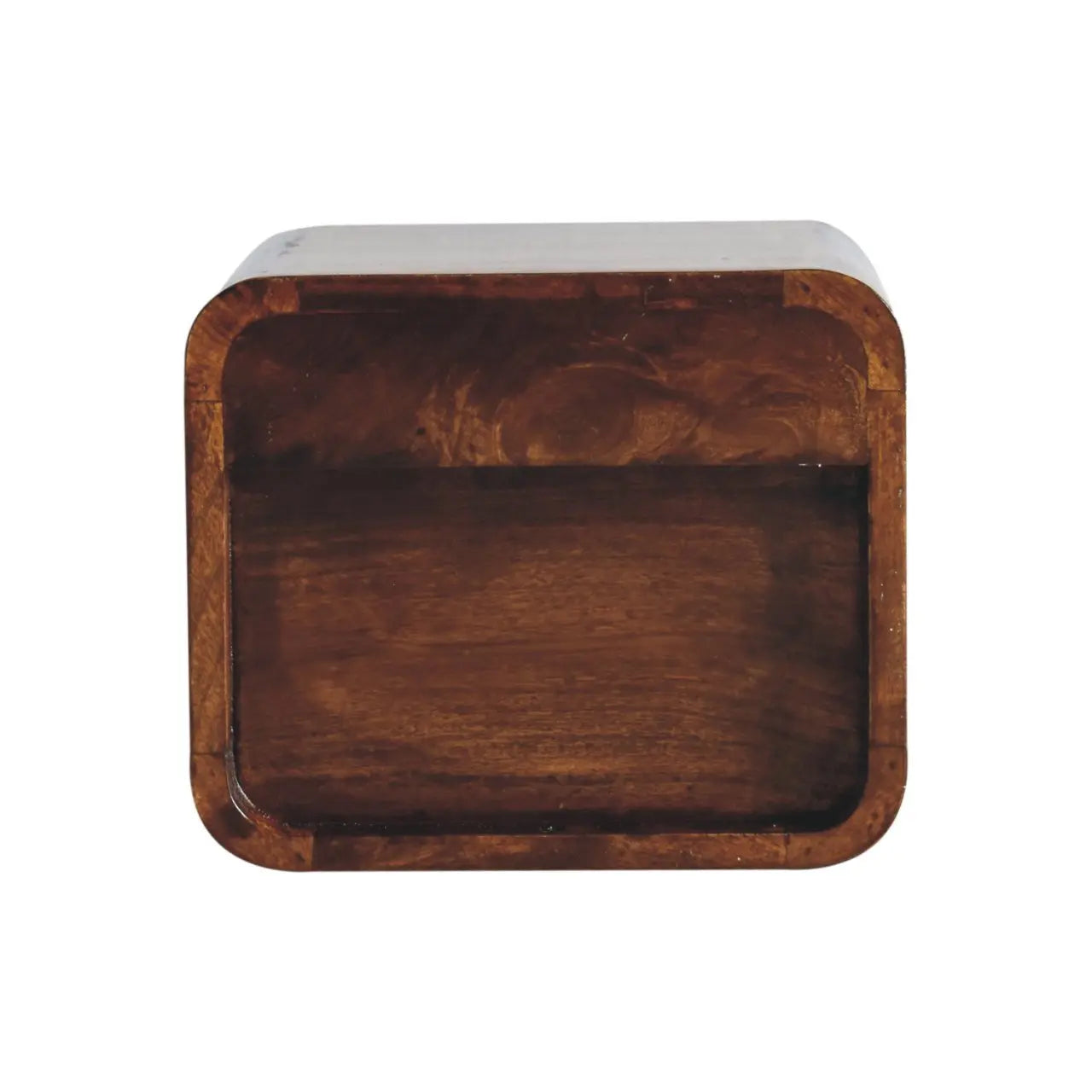 Extra Mini Wall Mounted Curved Chestnut Bedside with Open Slot - Living with Luxury