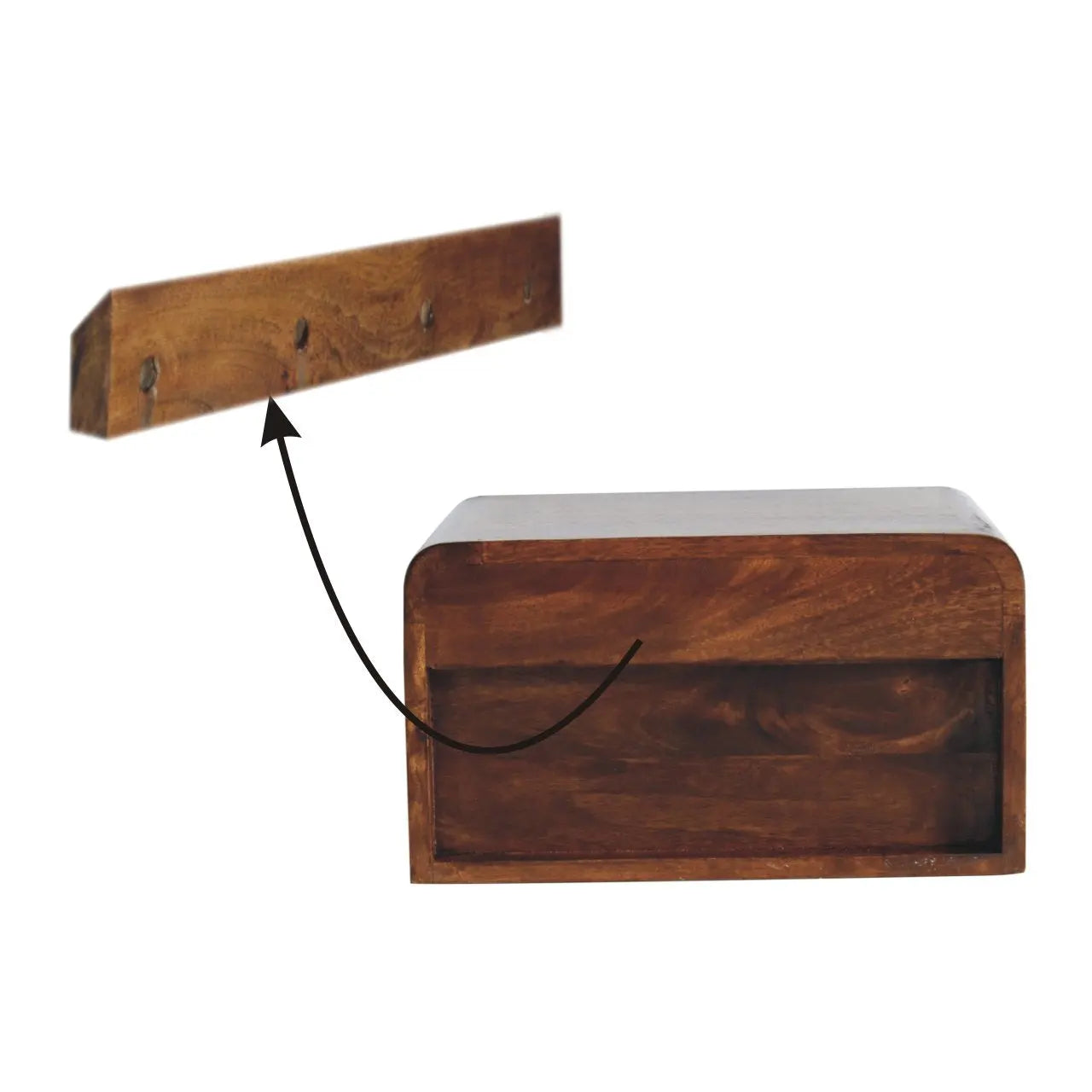 Chunky Chestnut Floating Bedside - Living with Luxury