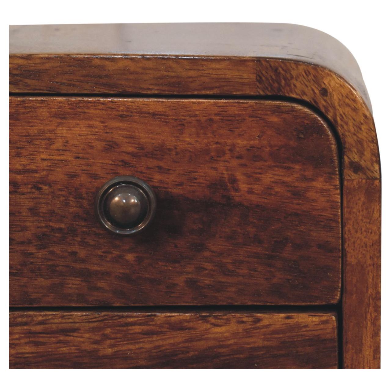 Extra Mini Curved Chestnut Bedside