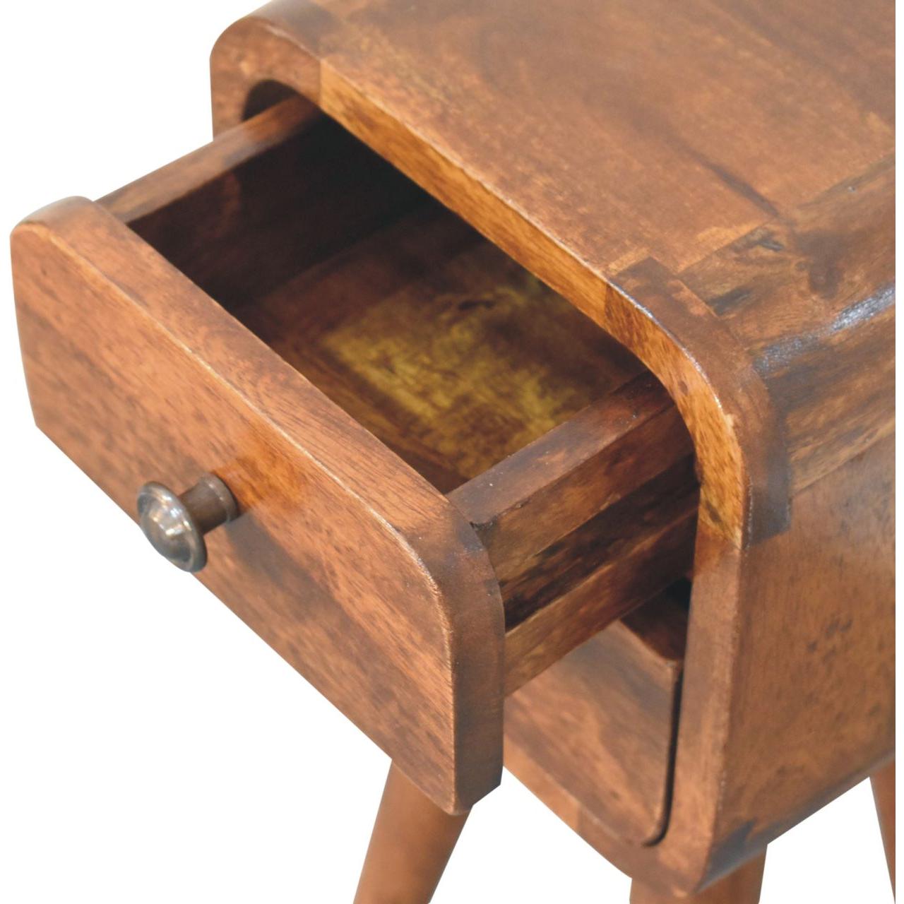 Extra Mini Curved Chestnut Bedside