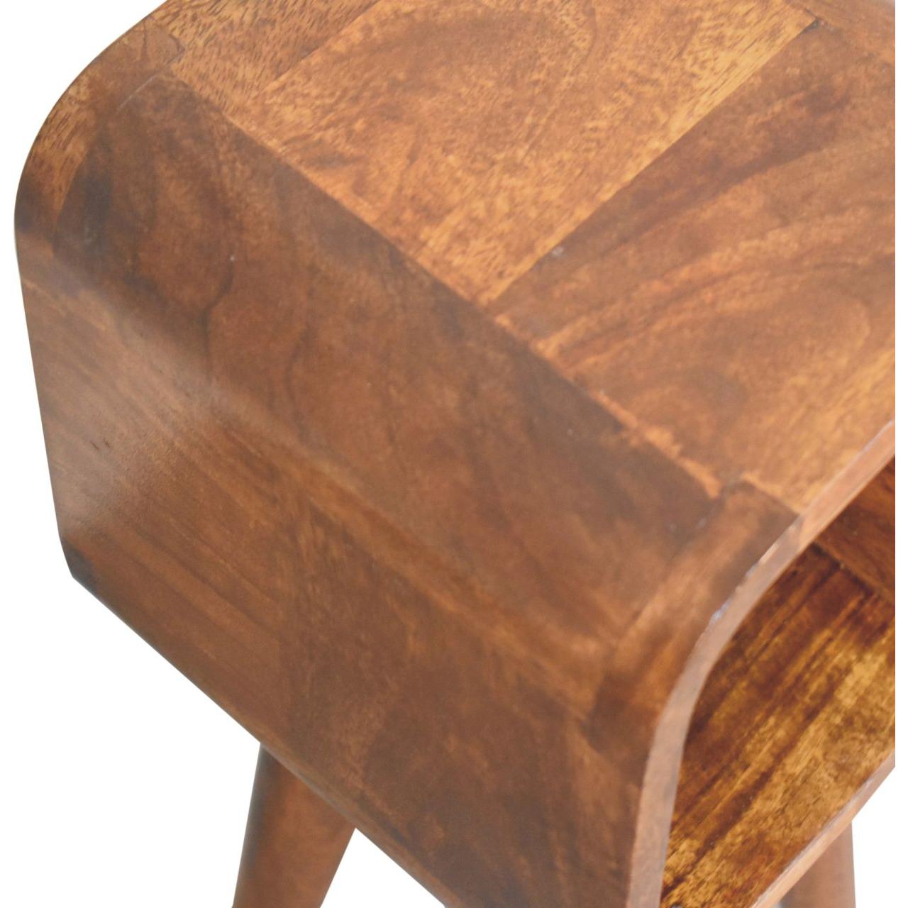 Extra Mini Minimalist Open Curved Chestnut Bedside