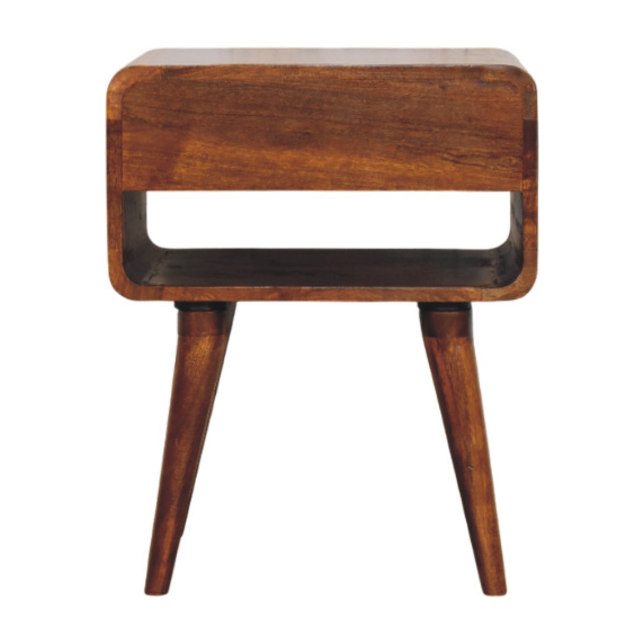 Avora Chestnut Nightstand with Drawer and open slot - Living with Luxury