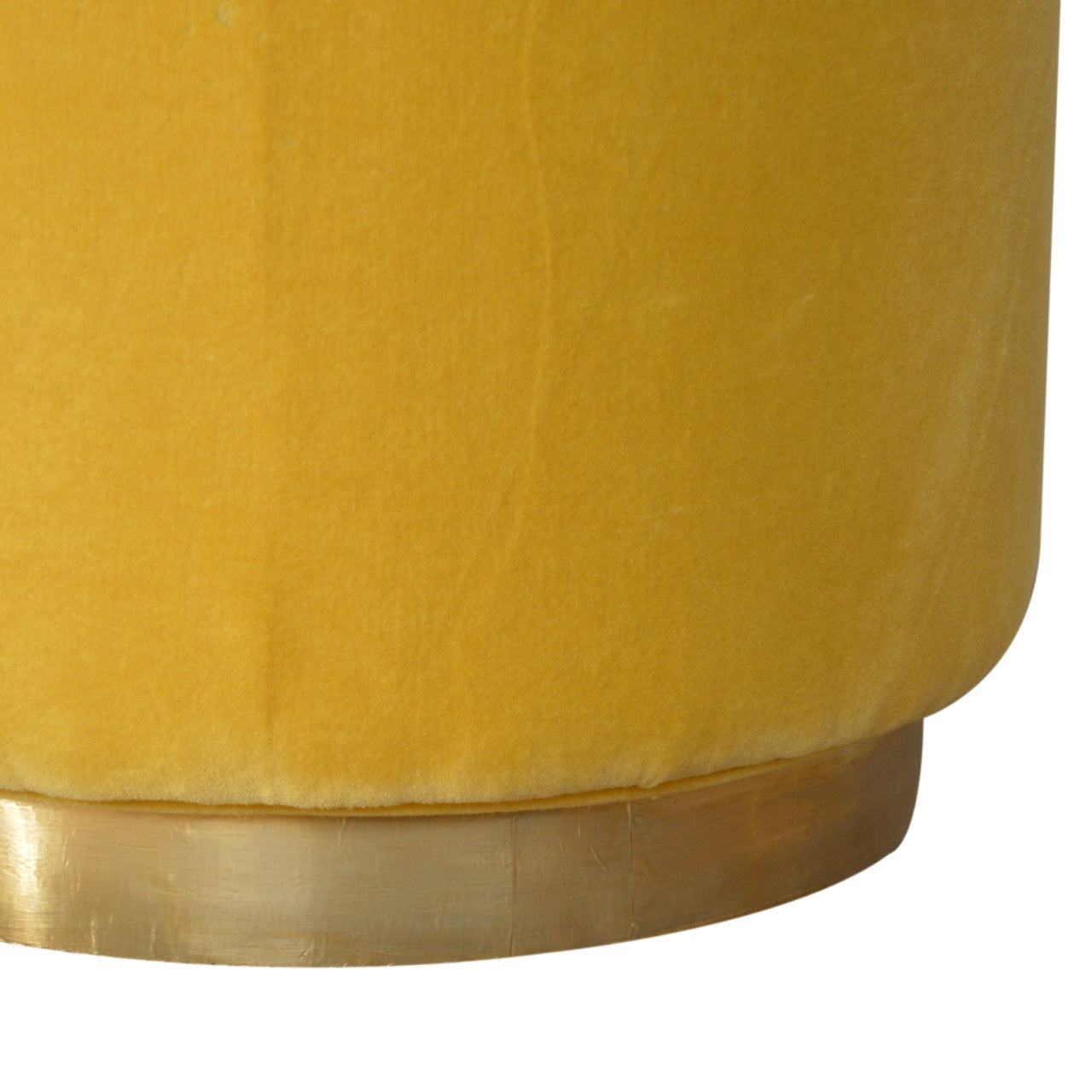 IN818 - Mustard Velvet Footstool with Gold Base Living with Luxury