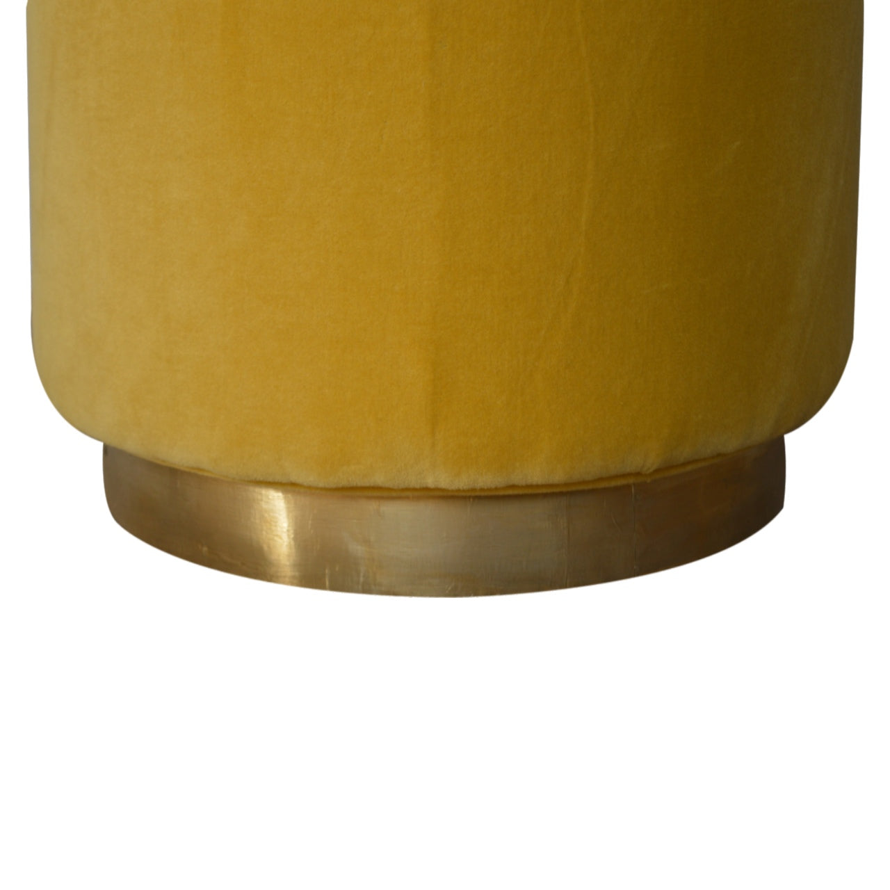 IN818 - Mustard Velvet Footstool with Gold Base Living with Luxury