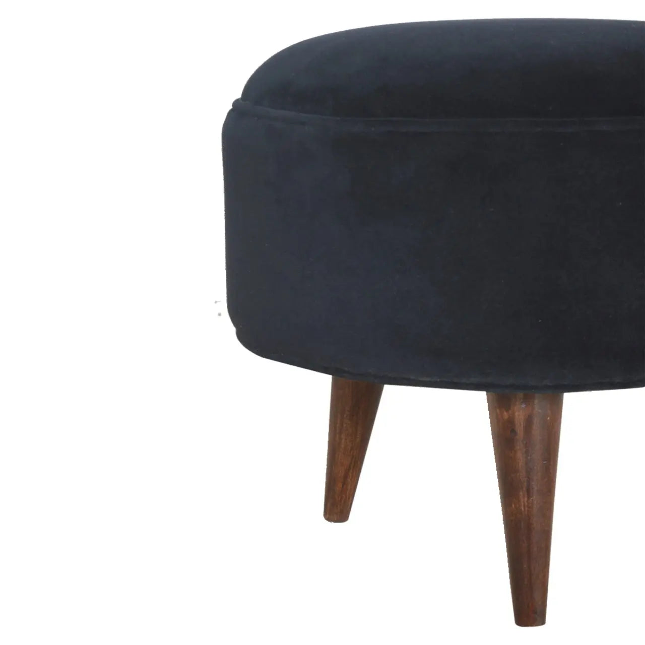 Black Velvet Nordic Style Footstool - Living with Luxury
