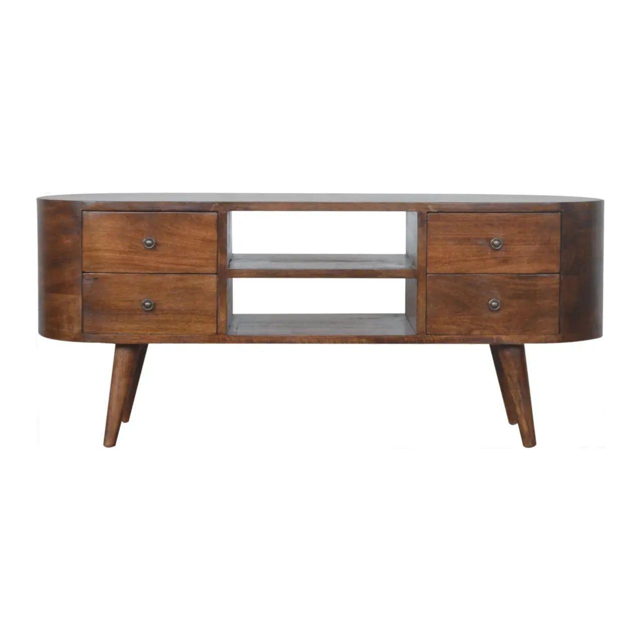 Chestnut Rounded Entertainment Unit - Living with Luxury