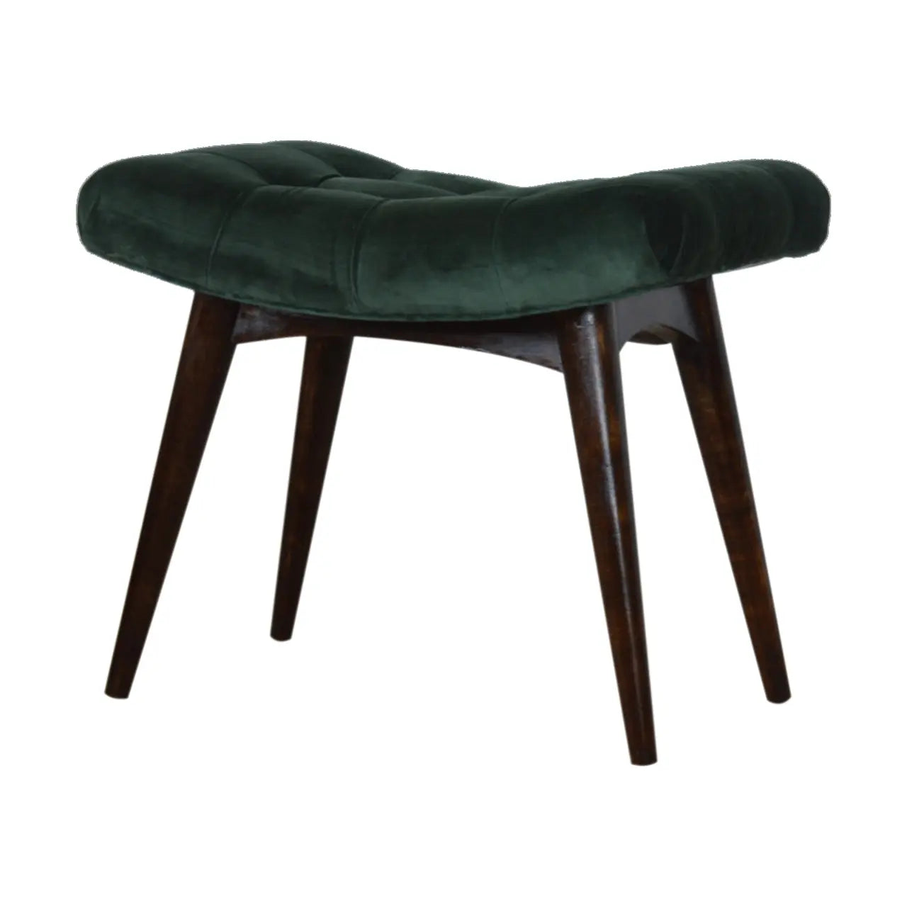 Emerald Velvet Curve Bench - Living with Luxury