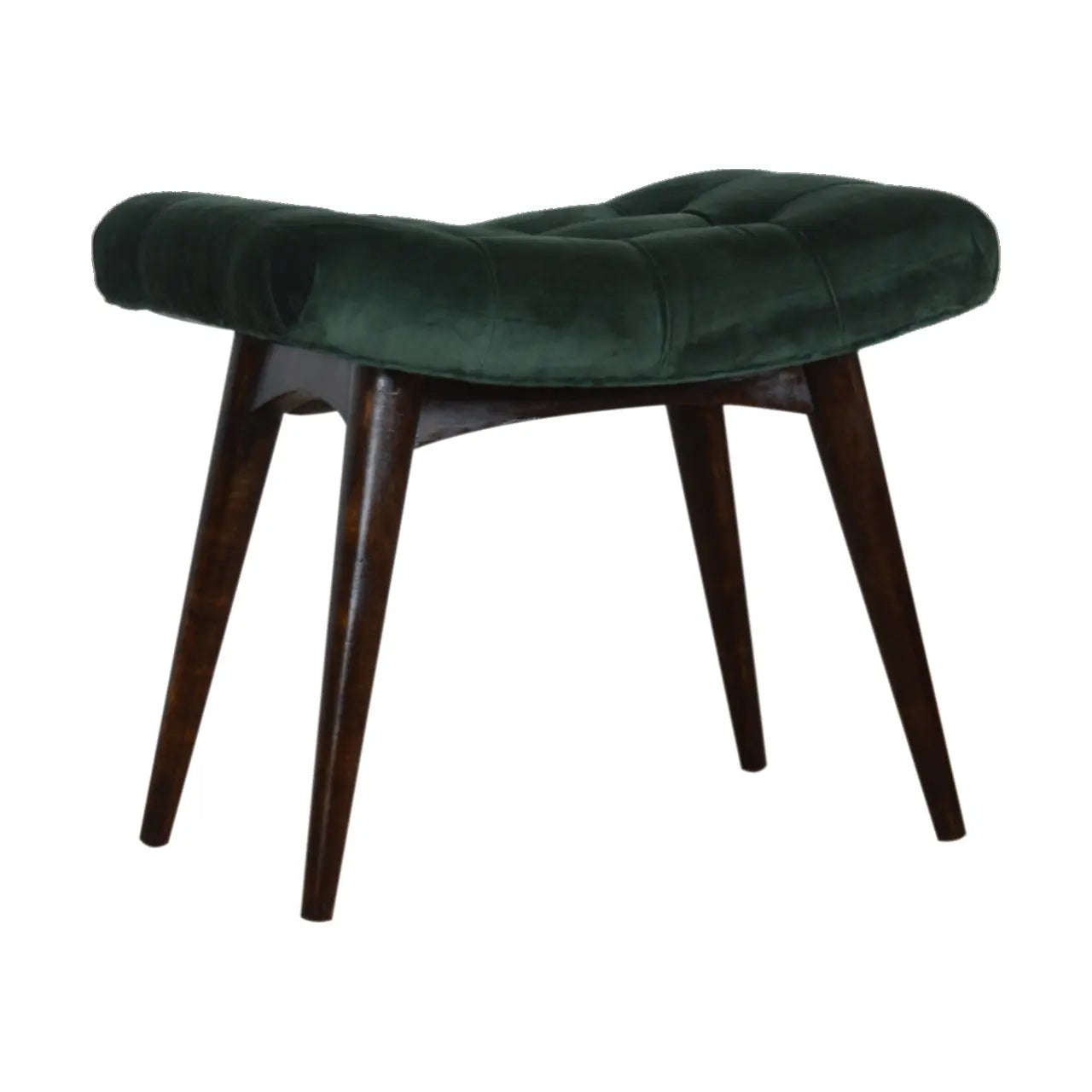 Emerald Velvet Curve Bench - Living with Luxury