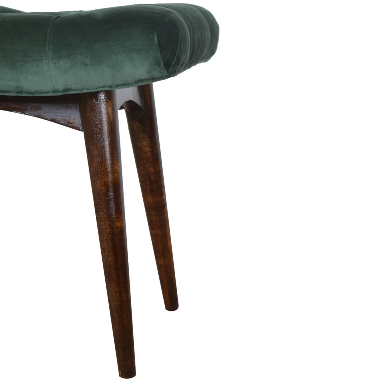 Emerald Velvet Curve Bench - Living with Luxury