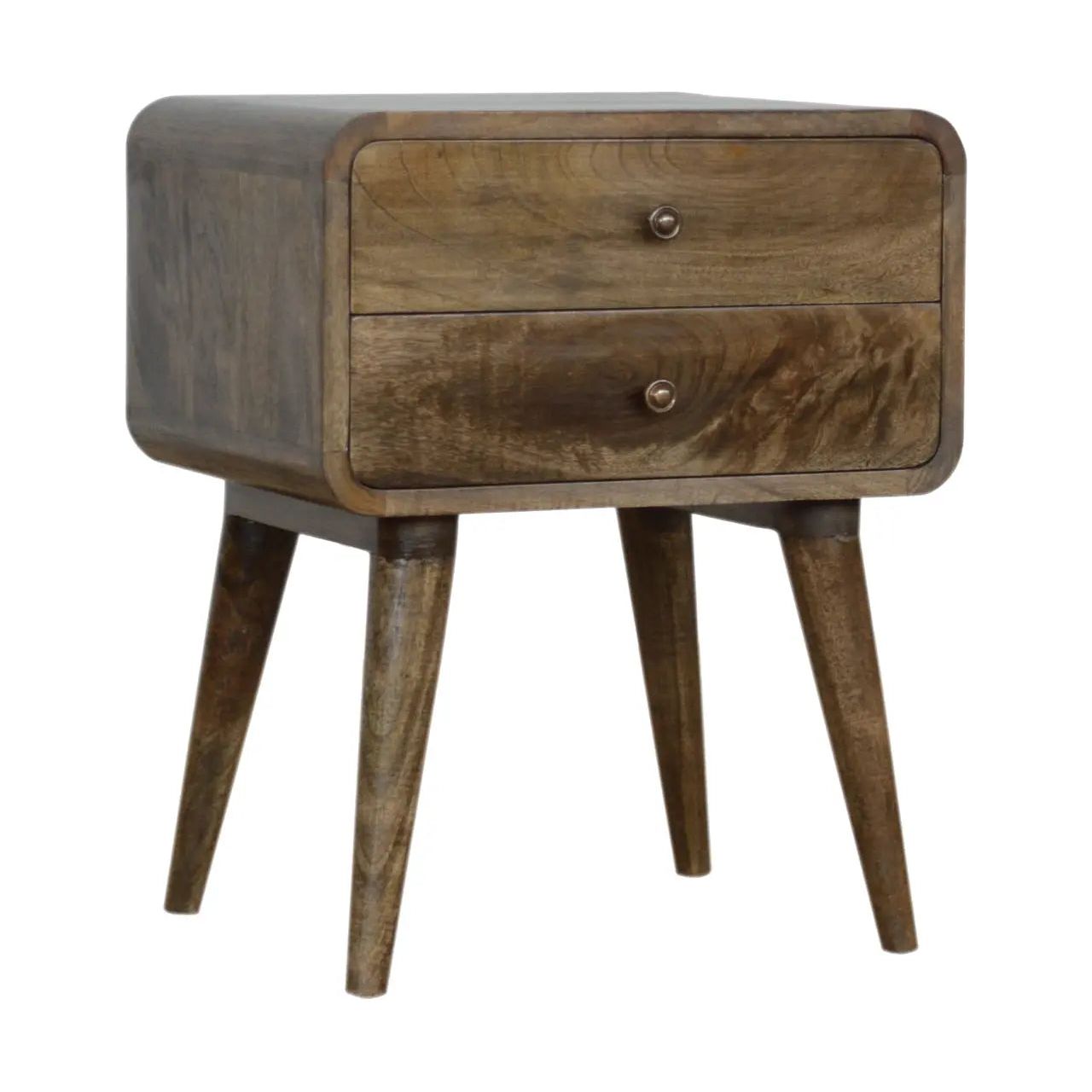 Curved Classic Grey Washed Bedside - Living with Luxury