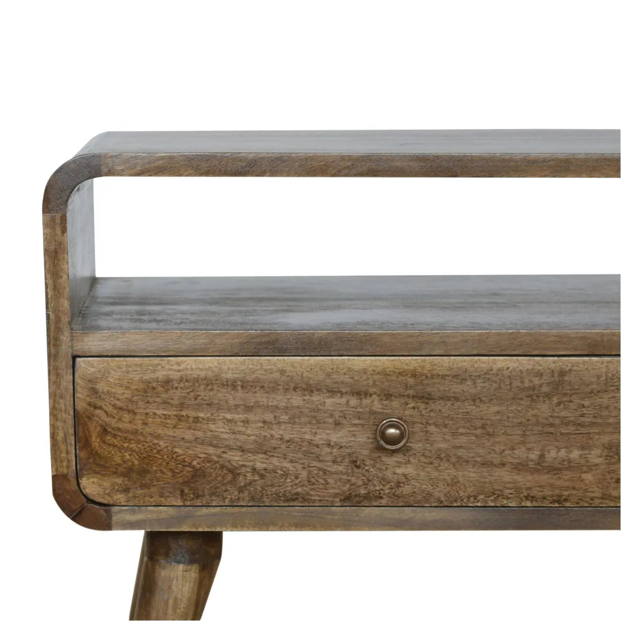 Curved Grey Washed Media Unit - Living with Luxury