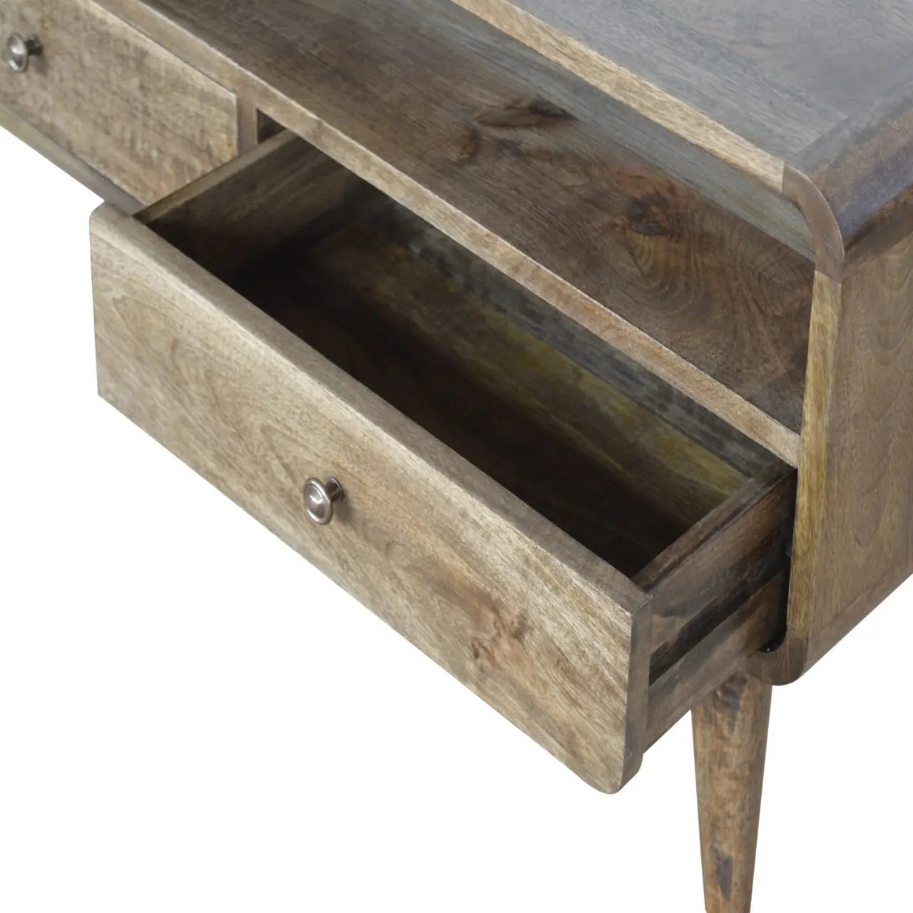 Curved Grey Washed Media Unit - Living with Luxury