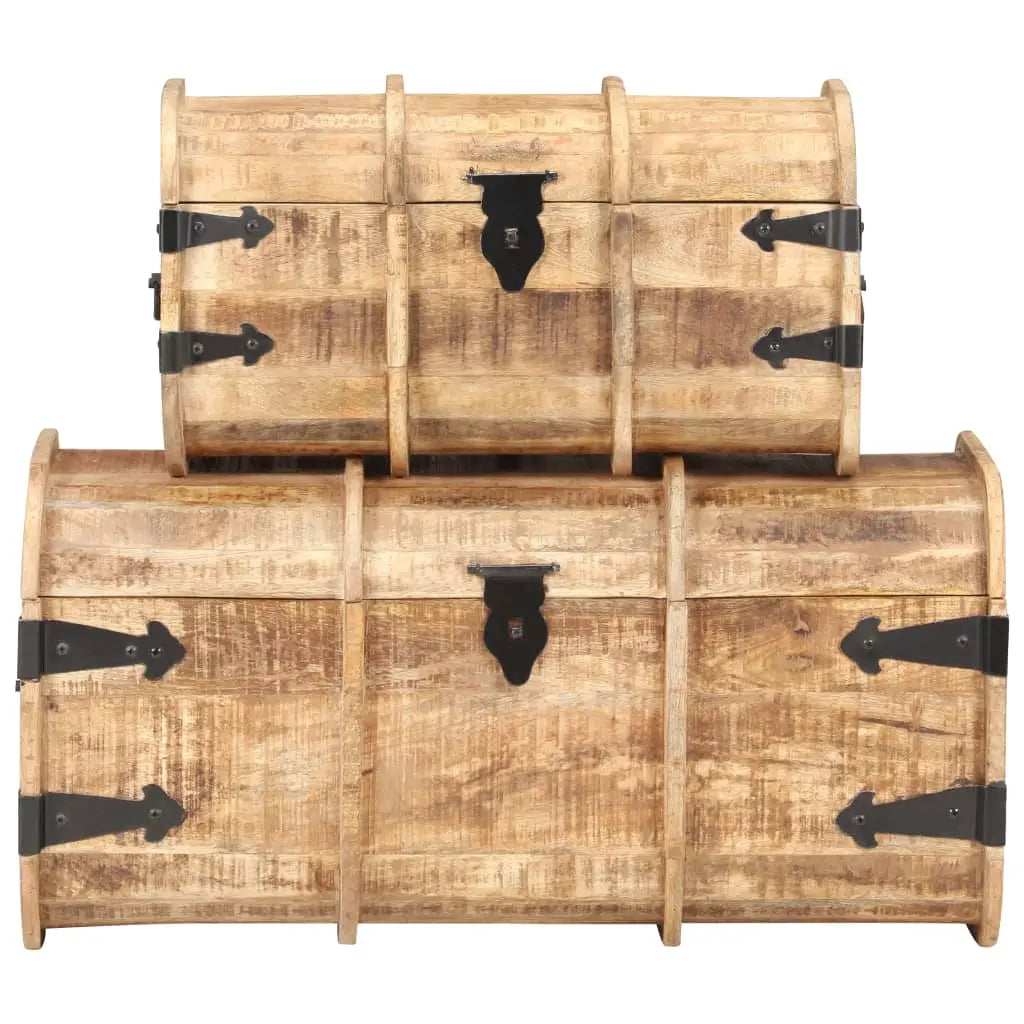 Storage Chests 2 Pieces Solid Mango Wood Living with Luxury