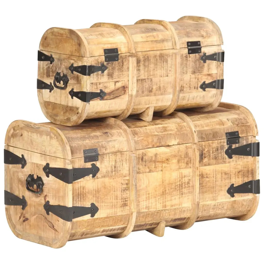 Storage Chests 2 Pieces Solid Mango Wood Living with Luxury