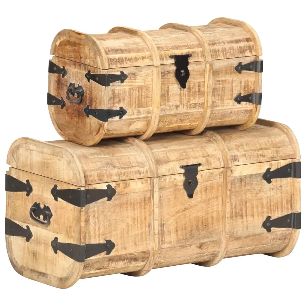 Storage Chests 2 Pieces Solid Mango Wood Living with Luxury