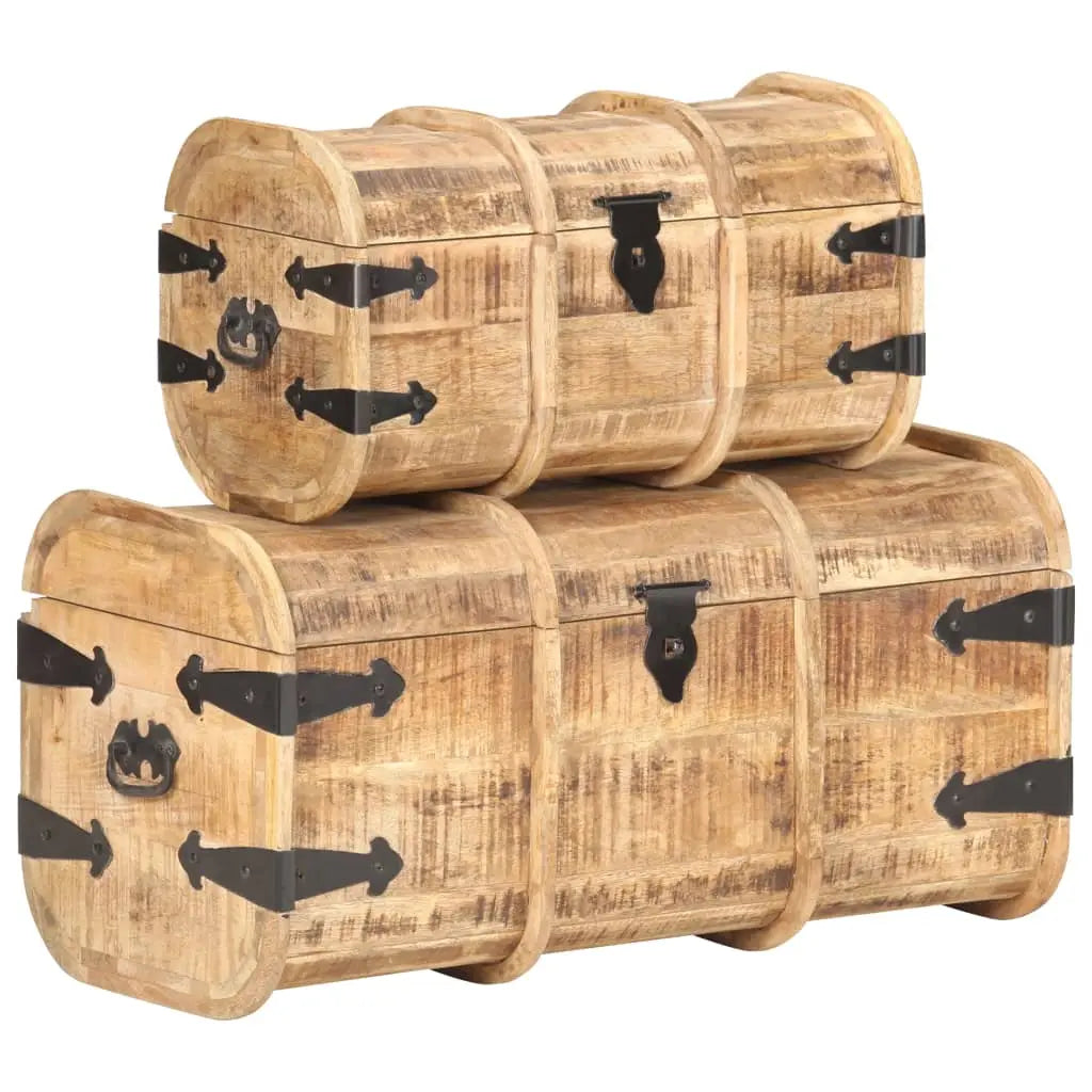 Storage Chests 2 Pieces Solid Mango Wood Living with Luxury