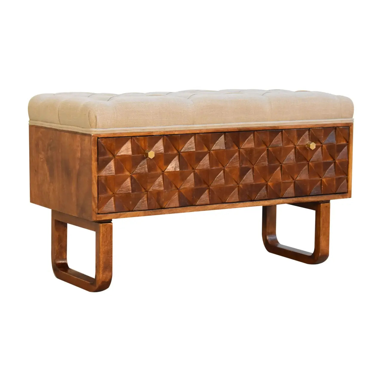 'U' Chestnut Pineapple Bench Living with Luxury