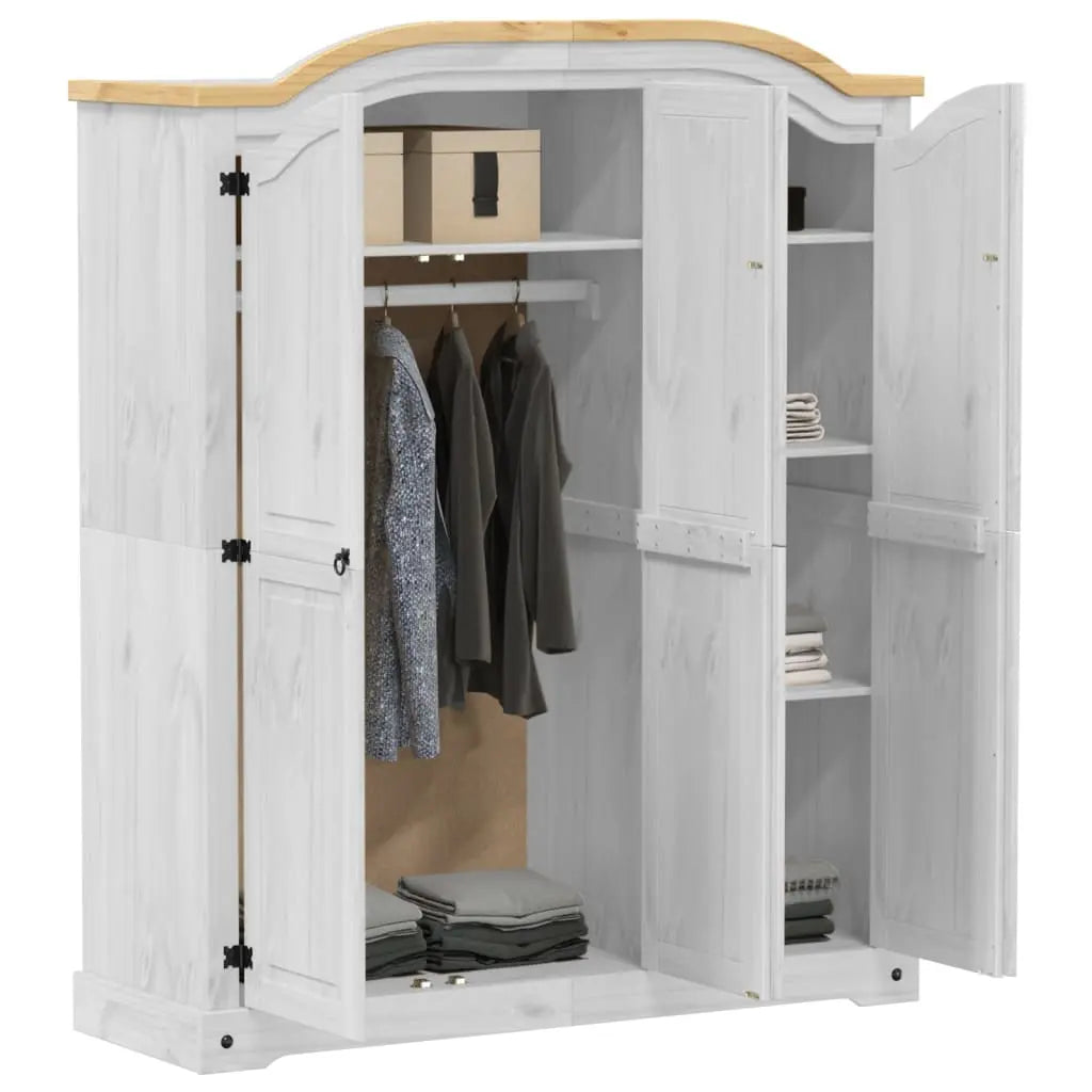 Wardrobe Corona White Solid Wood Pine Living with Luxury