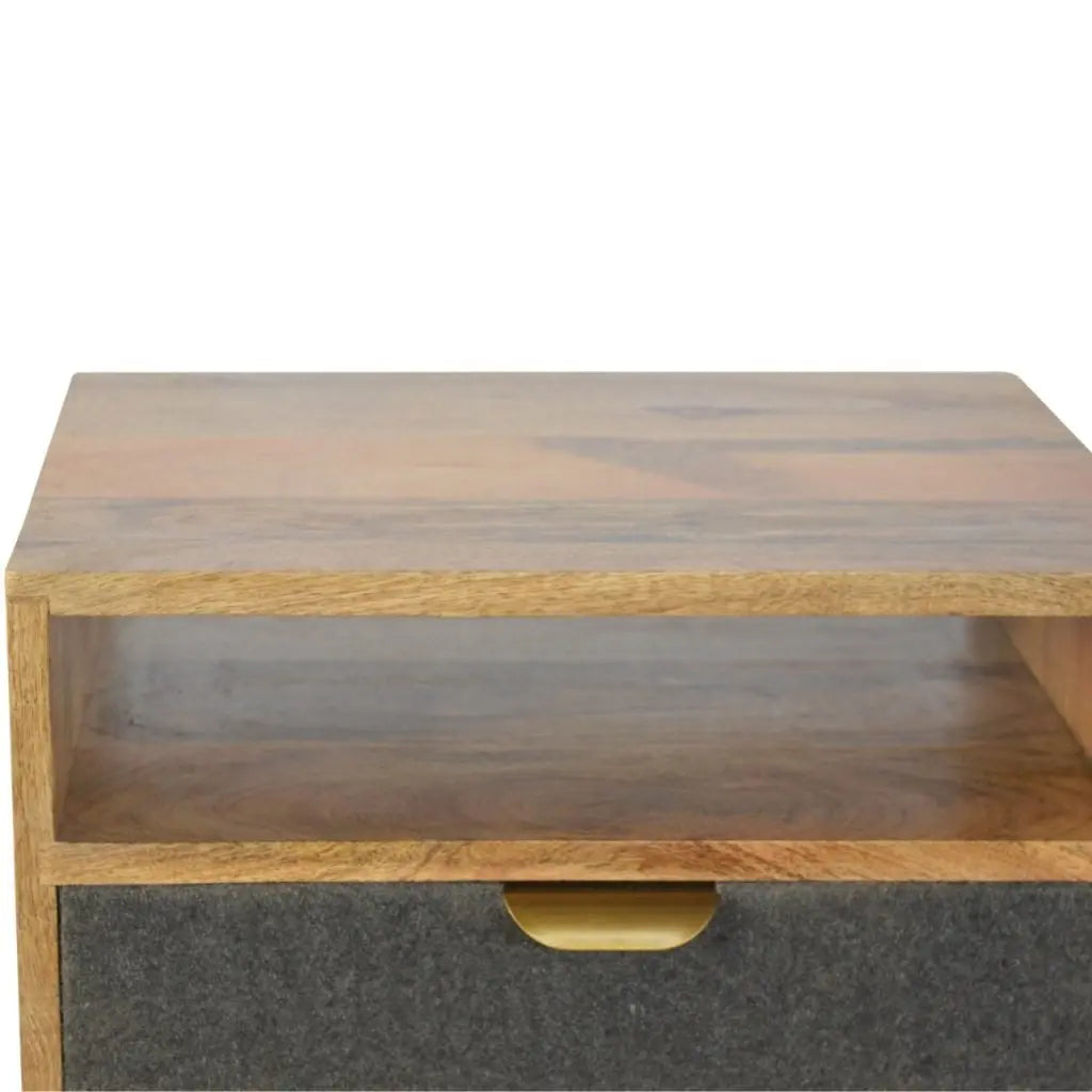 Grey Tweed Bedside with Open Slot - Living with Luxury