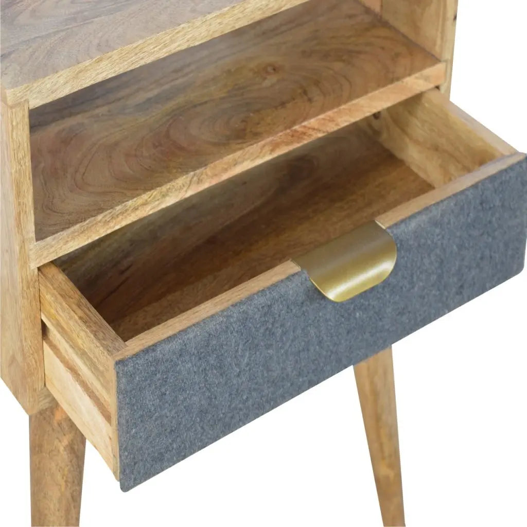 Grey Tweed Bedside with Open Slot - Living with Luxury