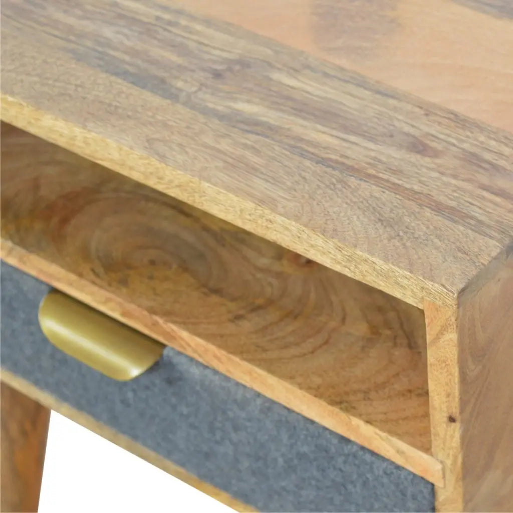 Grey Tweed Bedside with Open Slot - Living with Luxury