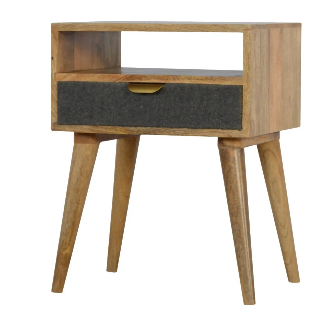Grey Tweed Bedside with Open Slot - Living with Luxury