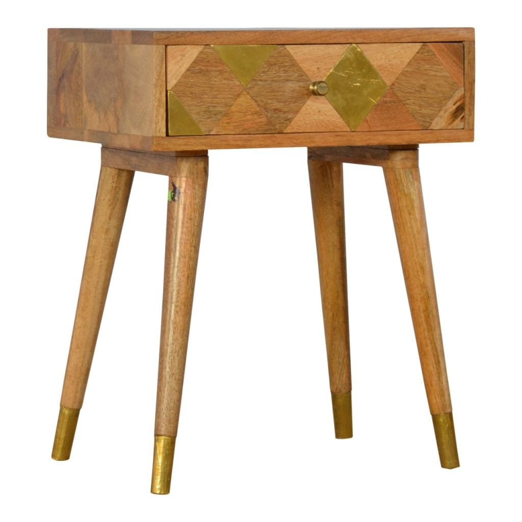 1 Drawer Gold Brass Bedside - Living with Luxury