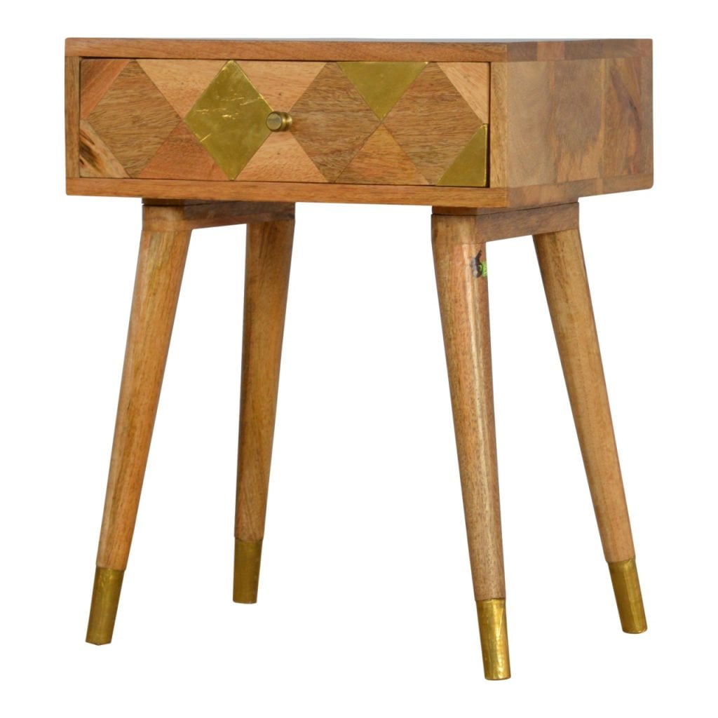 1 Drawer Gold Brass Bedside - Living with Luxury