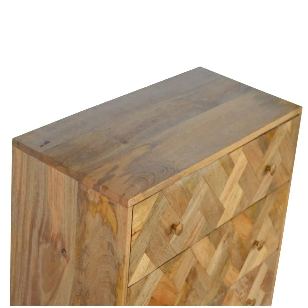 3 Drawer Zig-Zag Patterned Patchwork Chest - Living with Luxury