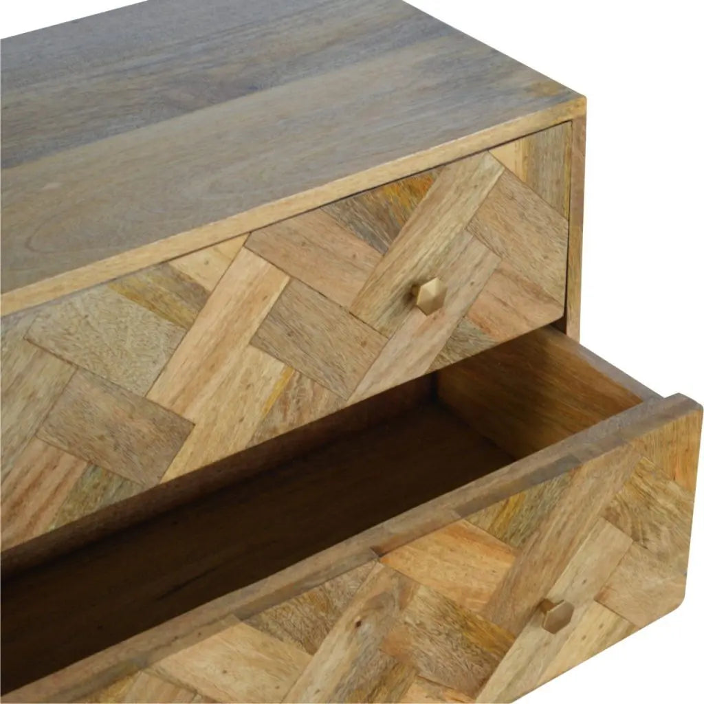 3 Drawer Zig-Zag Patterned Patchwork Chest - Living with Luxury