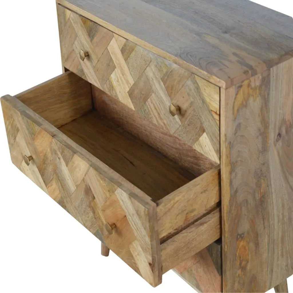 3 Drawer Zig-Zag Patterned Patchwork Chest - Living with Luxury