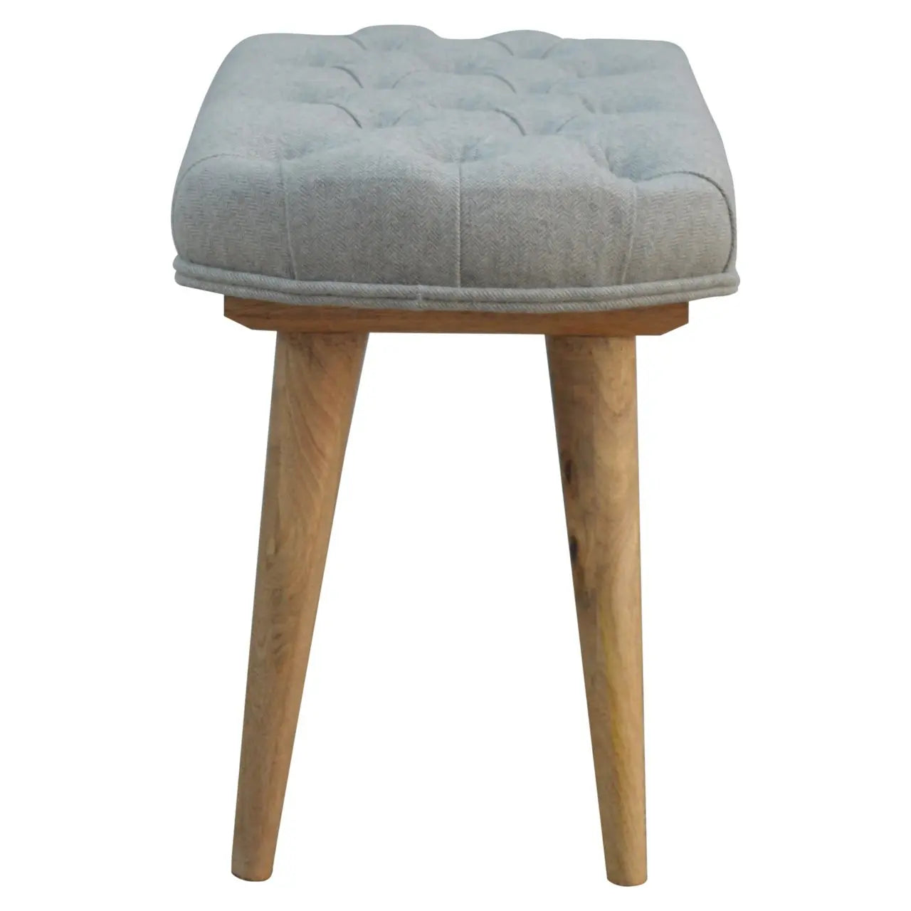 Deep Button Grey Tweed Bench - Living with Luxury