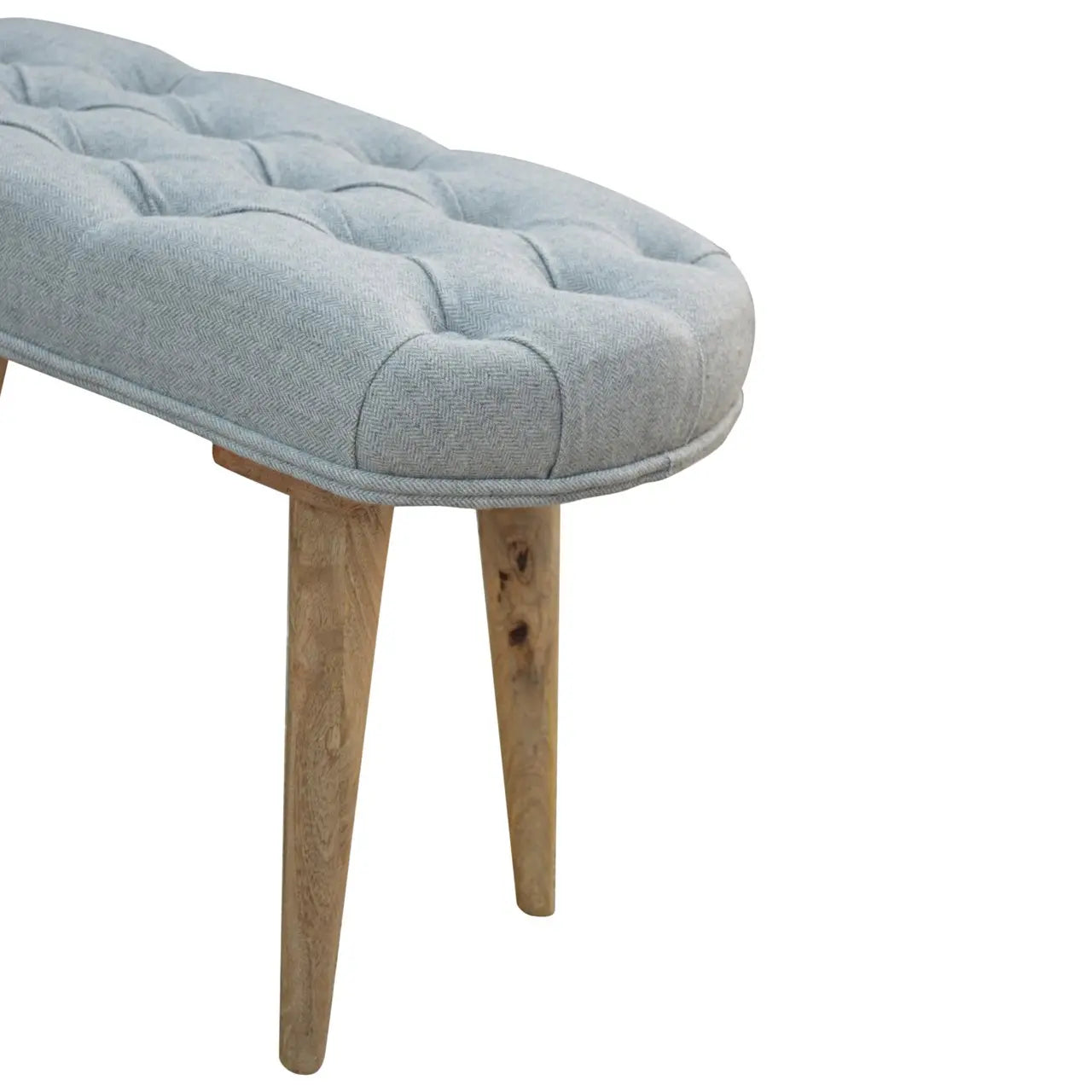 Deep Button Grey Tweed Bench - Living with Luxury