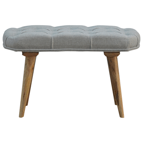 Deep Button Grey Tweed Bench - Living with Luxury